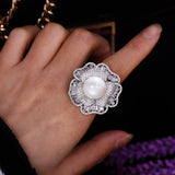 Flower Pearl Statement Rings Bohemian Beach Jewelry