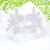 CZ Flower Stud Earrings Crystal Blossom Statement Brincos Bijoux