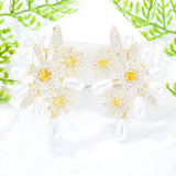 CZ Flower Stud Earrings Crystal Blossom Statement Brincos Bijoux