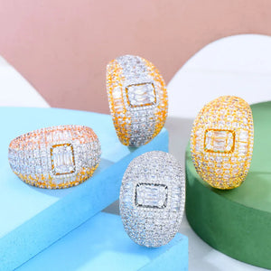 Disco Ball Statement Ring Women Cubic Zircon Bohemian Jewelry
