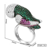Bohemian Parrot Charms Zircon Ring for Women Beach Jewelry