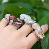Bohemian Parrot Charms Zircon Ring for Women Beach Jewelry