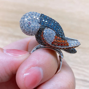 Bohemian Parrot Charms Zircon Ring for Women Beach Jewelry
