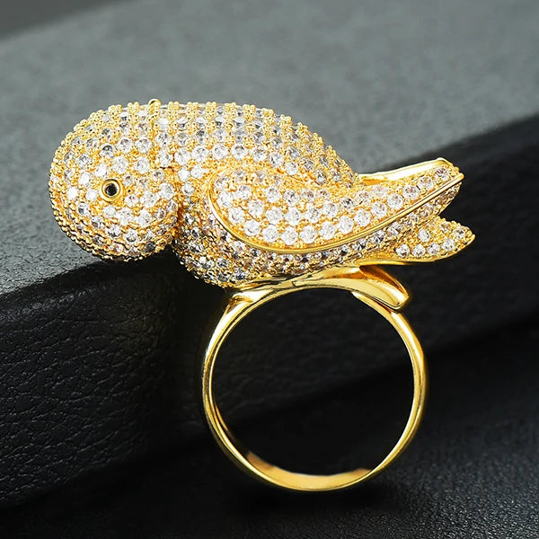 Bohemian Parrot Charms Zircon Ring for Women Beach Jewelry