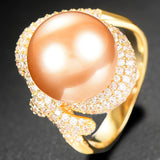 Twist Pearl Statement Rings for Women Cubic Zircon Finger Rings