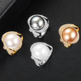Twist Pearl Statement Rings for Women Cubic Zircon Finger Rings