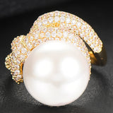 Twist Pearl Statement Rings for Women Cubic Zircon Finger Rings