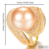 Twist Pearl Statement Rings Women Cubic Zircon Beads Charm Ring