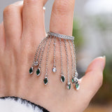 Bohemian Tassel Statement Ring with Cubic Zircon Beads
