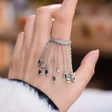 Bohemian Tassel Statement Ring with Cubic Zircon Beads