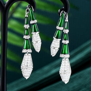 Green Snake Drop Earrings Cubic Zircon Brincos Jewelry