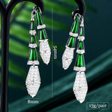 Green Snake Drop Earrings Cubic Zircon Brincos Jewelry