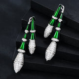 Green Snake Drop Earrings Cubic Zircon Brincos Jewelry