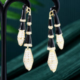 Green Snake Drop Earrings Cubic Zircon Brincos Jewelry