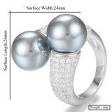 Round Pearl Statement Rings for Women Cubic Zircon Finger Rings