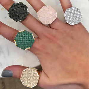 Square Geometry Zircon Stacks Rings for Women Bohemian Beach Jewelry