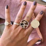Square Geometry Zircon Stacks Rings for Women Bohemian Beach Jewelry