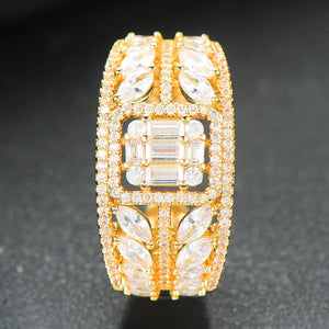 Leaf Rings with CZ Stones Women Engagement Party Jewelry Size