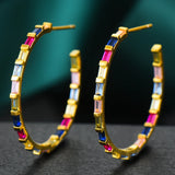 Multicolor CZ Big Hoop Earrings for Women Wedding Dubai Earrings