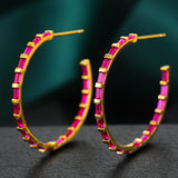 Multicolor CZ Big Hoop Earrings for Women Wedding Dubai Earrings