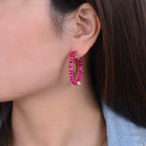 Multicolor CZ Big Hoop Earrings Women Wedding Dubai Earrings