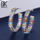 Multicolor CZ Big Hoop Earrings Women Wedding Dubai Earrings