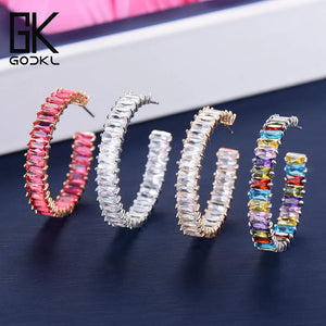 Multicolor CZ Big Hoop Earrings Women Wedding Dubai Earrings