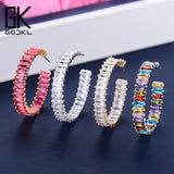 Multicolor CZ Big Hoop Earrings Women Wedding Dubai Earrings