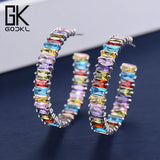 Multicolor CZ Big Hoop Earrings Women Wedding Dubai Earrings