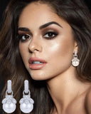 35mm Pearl Dangle Earrings Full CZ Dubai Bridal Earrings