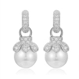 35mm Pearl Dangle Earrings Full CZ Dubai Bridal Earrings