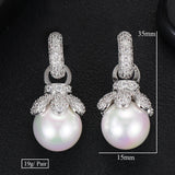 35mm Pearl Dangle Earrings Full CZ Dubai Bridal Earrings