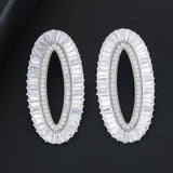 39mm Oval CZ Dubai Bridal Earrings for Women Wedding