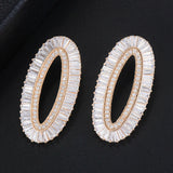 39mm Oval CZ Dubai Bridal Earrings for Women Wedding