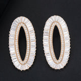 39mm Oval CZ Dubai Bridal Earrings for Women Wedding