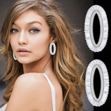 39mm Oval CZ Dubai Bridal Earrings for Women Wedding