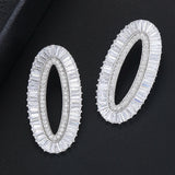 39mm Oval CZ Dubai Bridal Earrings for Women Wedding