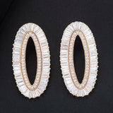 39mm Oval CZ Dubai Bridal Earrings for Women Wedding