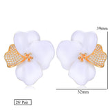Begonia Flowers CZ Pave Earrings, Iregular Geometry Design