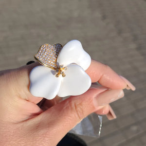 Begonia Flowers CZ Pave Earrings, Iregular Geometry Design