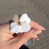 Begonia Flowers CZ Pave Earrings, Iregular Geometry Design