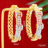 3 Tone Geometry CZ Statement Hoop Earrings for Weddings