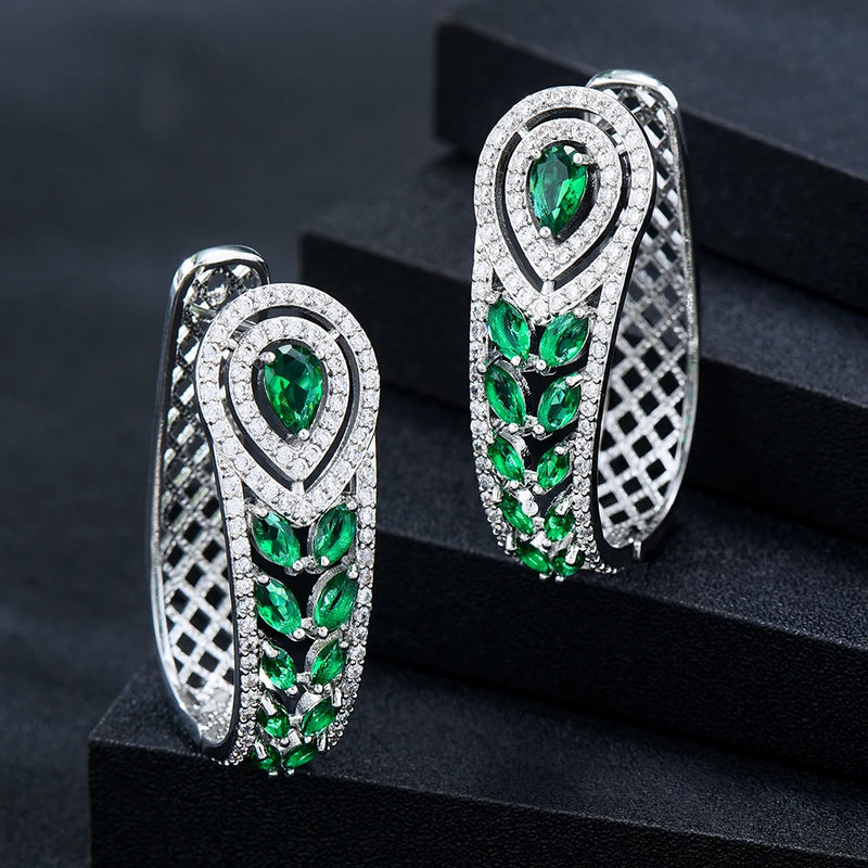 GODKI 44MM 3 Tone CZ Statement Hoop Earrings for Women Wedding Bridal