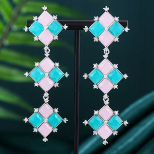 GODKI 80mm Long Star Earrings CZ Pave Bridal Jewelry