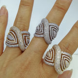BIG LEAF BOLD Zircon CZ Rings for Women Bridal Wedding Jewelry