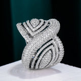 BIG LEAF BOLD Zircon CZ Rings for Women Bridal Wedding Jewelry