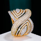 BIG LEAF BOLD Zircon CZ Rings for Women Bridal Wedding Jewelry