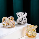 BIG LEAF BOLD Zircon CZ Rings for Women Bridal Wedding Jewelry