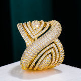 BIG LEAF BOLD Zircon CZ Rings for Women Bridal Wedding Jewelry