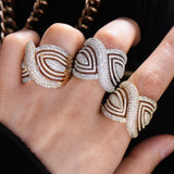 BIG LEAF BOLD Zircon CZ Rings for Women Bridal Wedding Jewelry